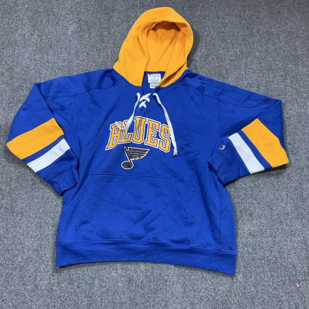 St. Louis Blues Hoodie Mens XL Blue NHL Hockey Champion Lace Up Pullover Fleece